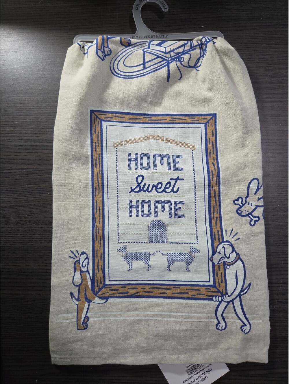 Primitives by Kathy "Home Sweet Home" Doggie Cotton Dish Towel 28"x 28"